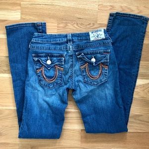 TRUE RELIGION Brand Jeans Straight Size 28 Colorful Button Pockets Low Rise Mint